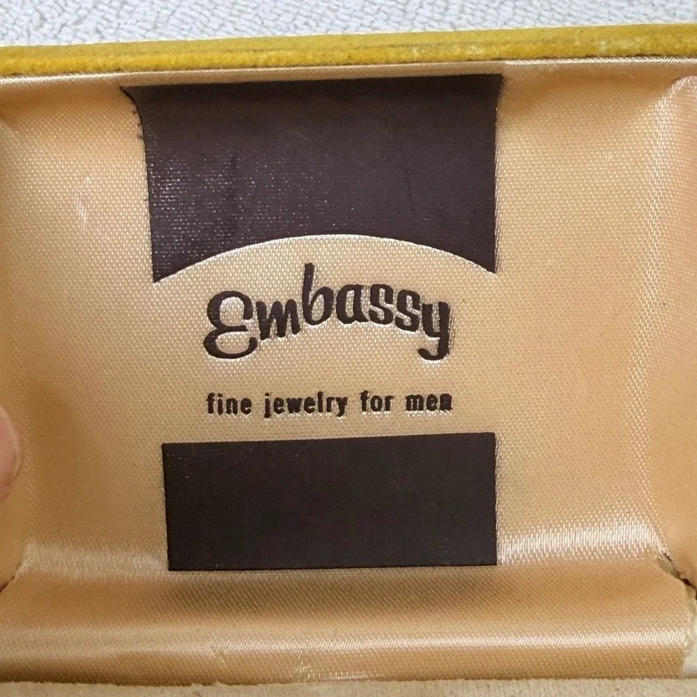 Embassy Men Gold Tone Cufflinks and Tie Tac Set in Original Box Formal Church
